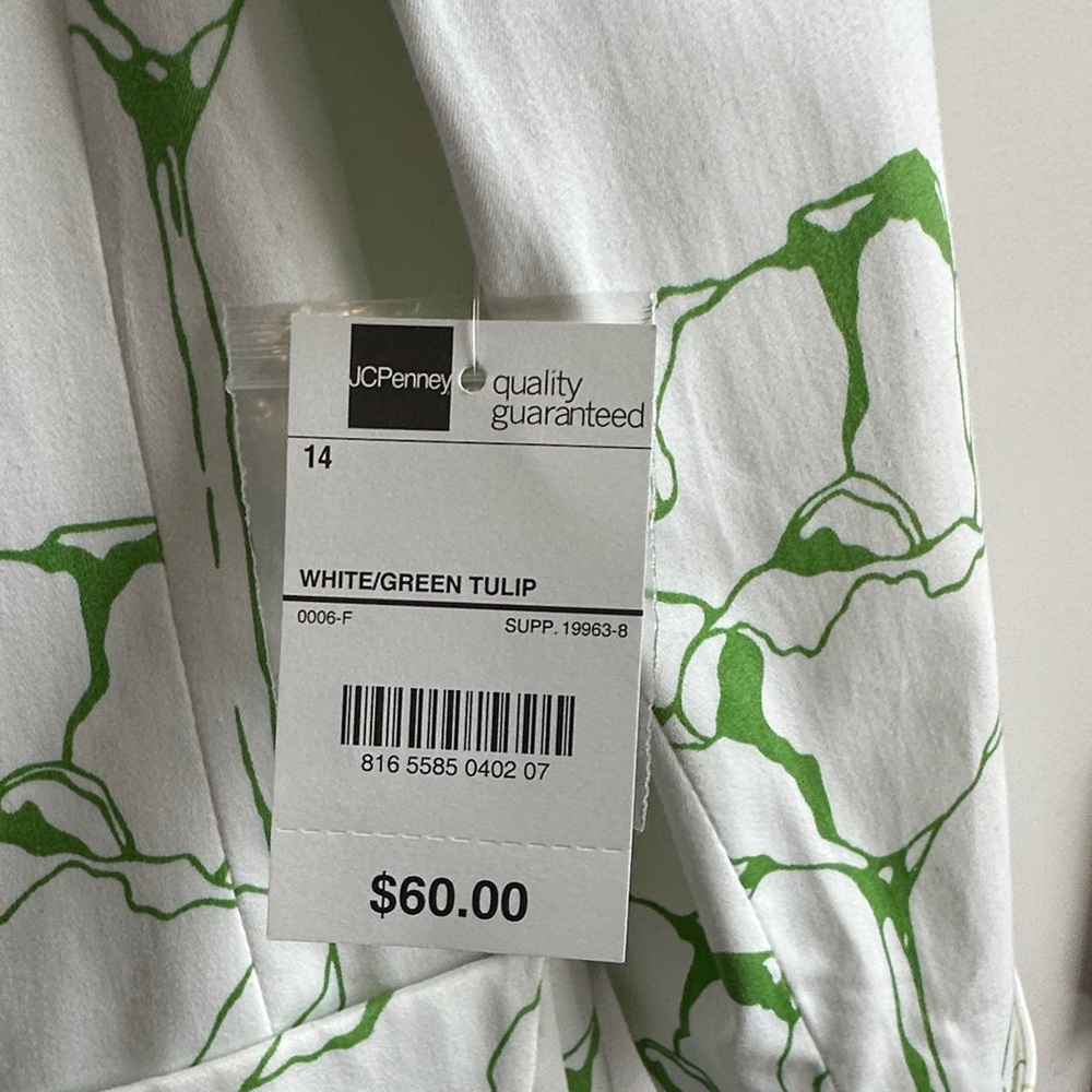 Worthington White and Green Patterned Lined Blazer - Picture 3 of 7